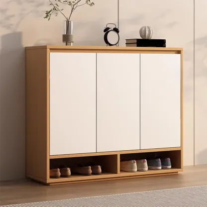 Entryway Rectangular Adjustable Wood Shoe Cabinet with Door Image - 8