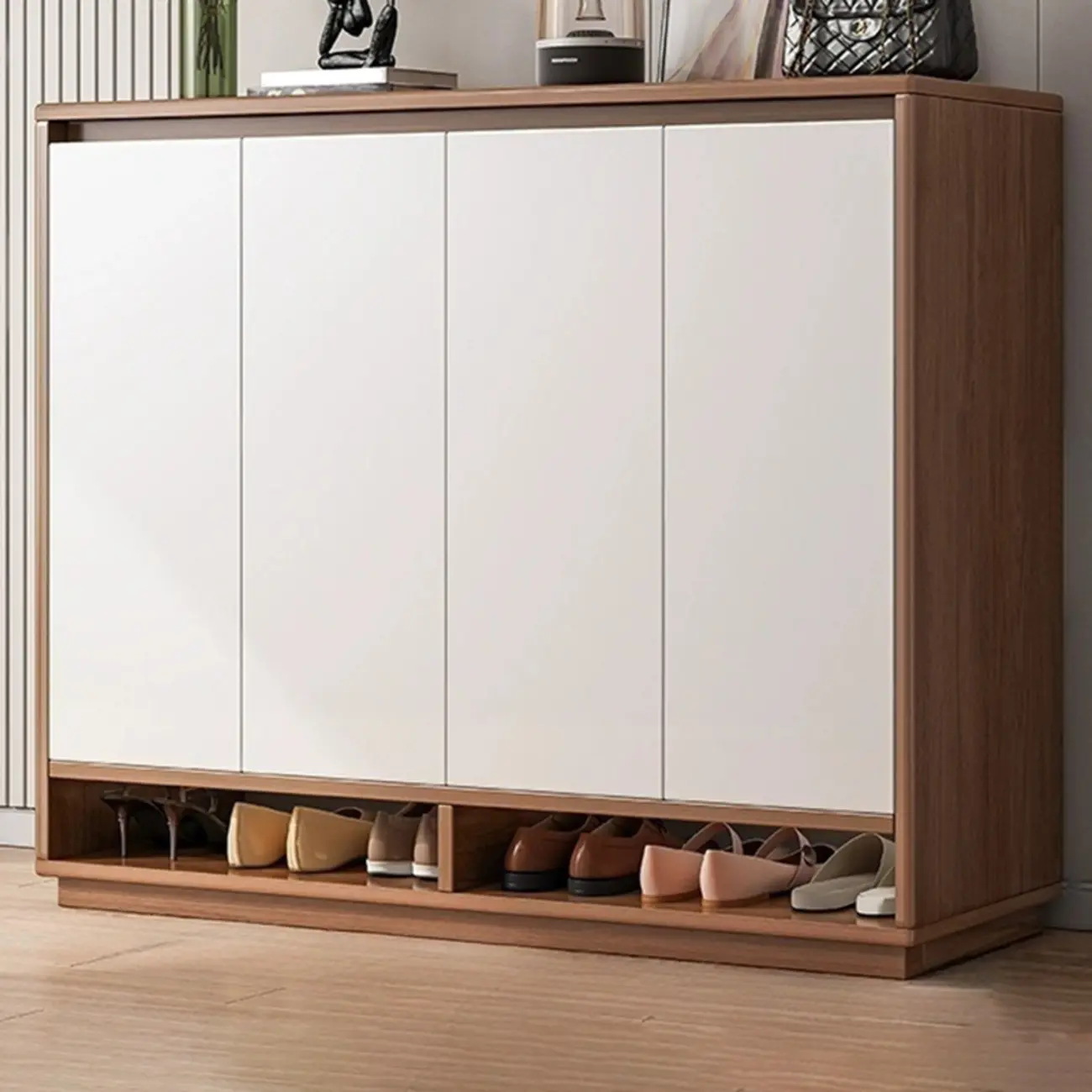 Entryway Rectangular Adjustable Wood Shoe Cabinet with Door Image - 9 | homeyfad