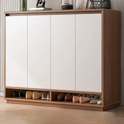 Entryway Rectangular Adjustable Wood Shoe Cabinet with Door Image - 9