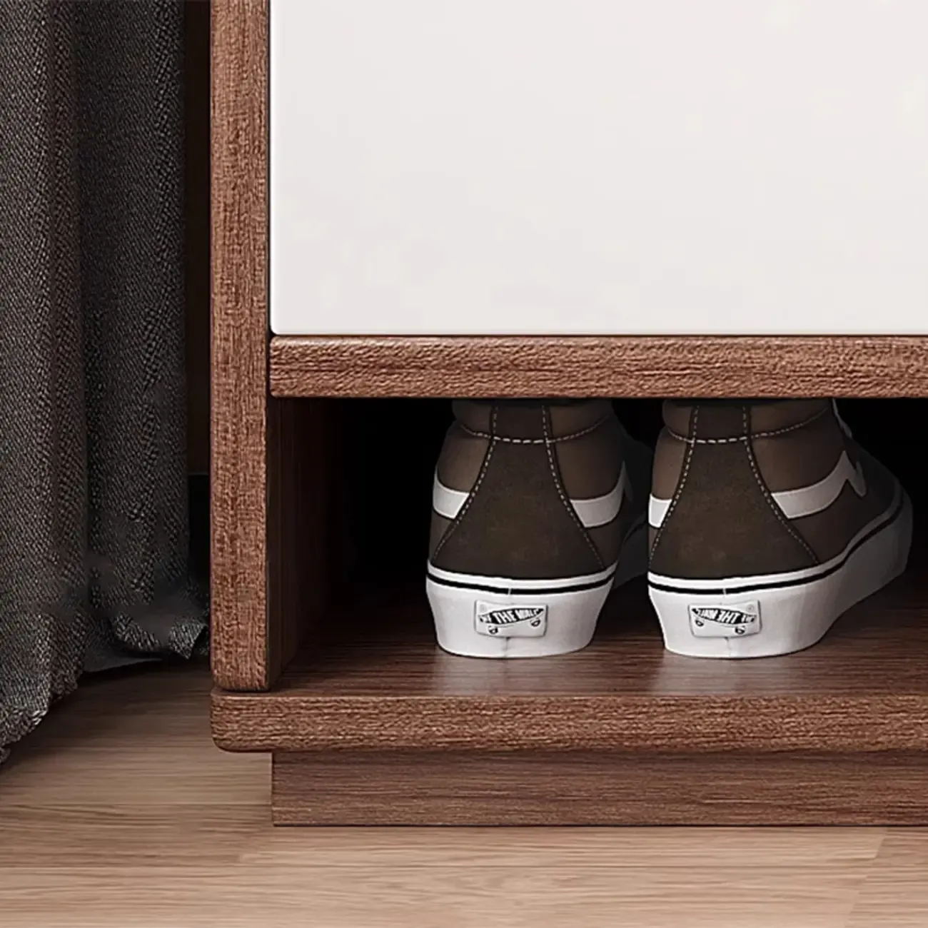 Entryway Rectangular Adjustable Wood Shoe Cabinet with Door Image - 14