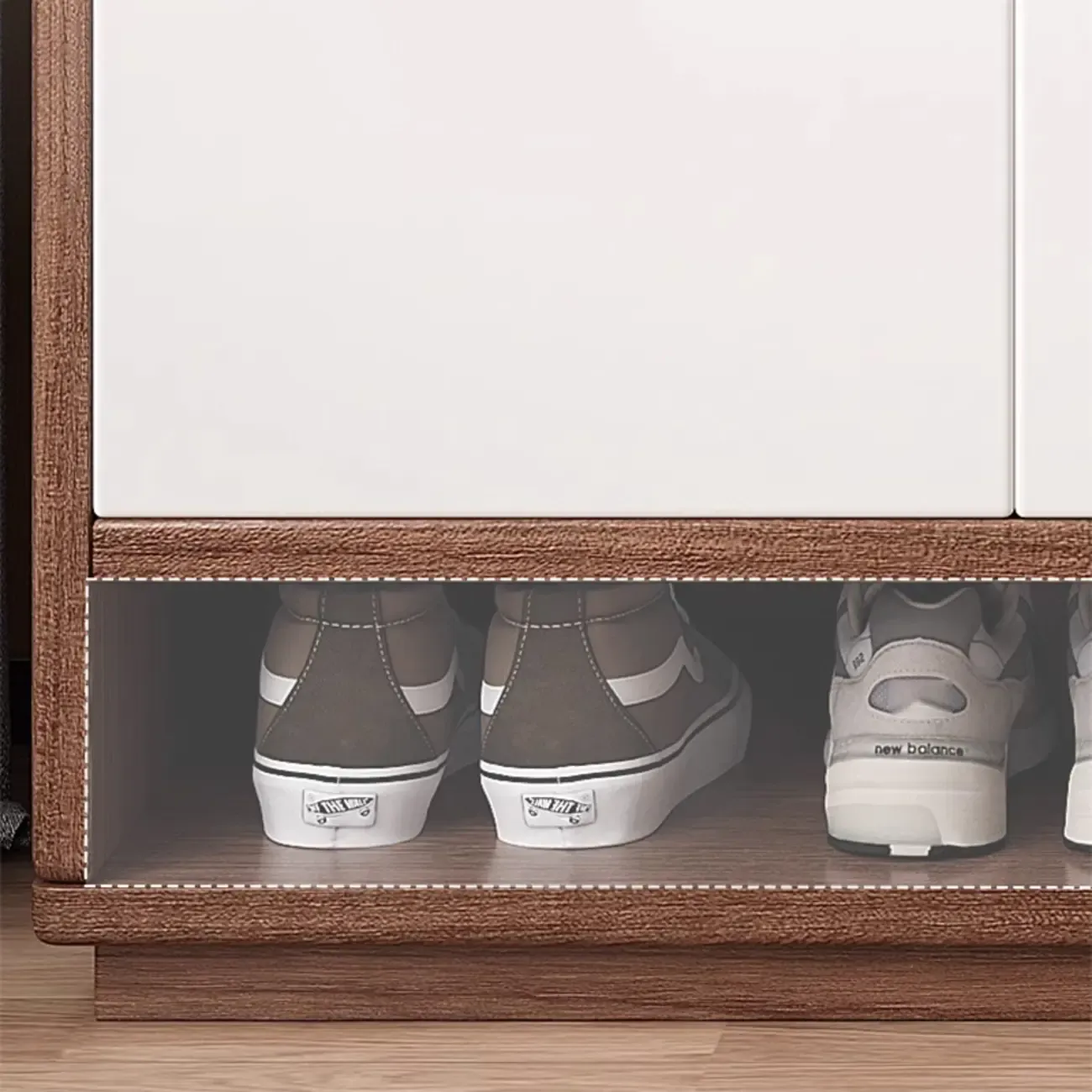 Entryway Rectangular Adjustable Wood Shoe Cabinet with Door Image - 17