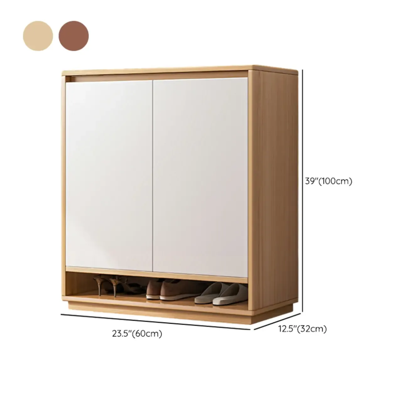 Entryway Rectangular Adjustable Wood Shoe Cabinet with Door #size