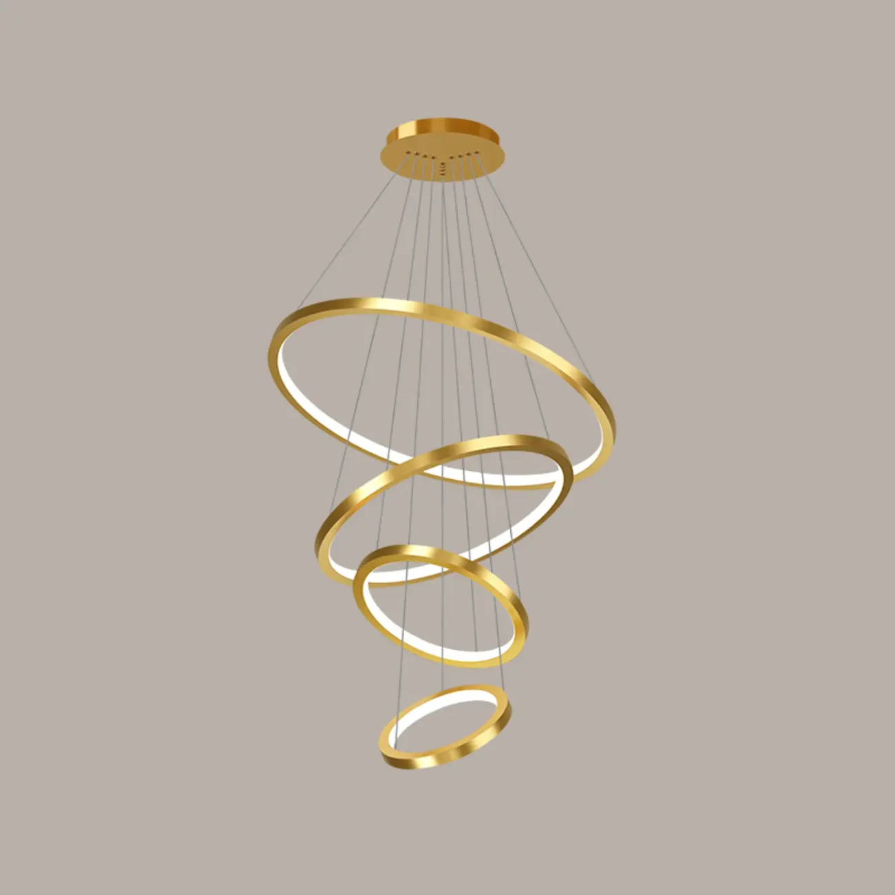 Modern Gold Ring Stairwell Chandelier Warm Light LED Image - 5 | homeyfad