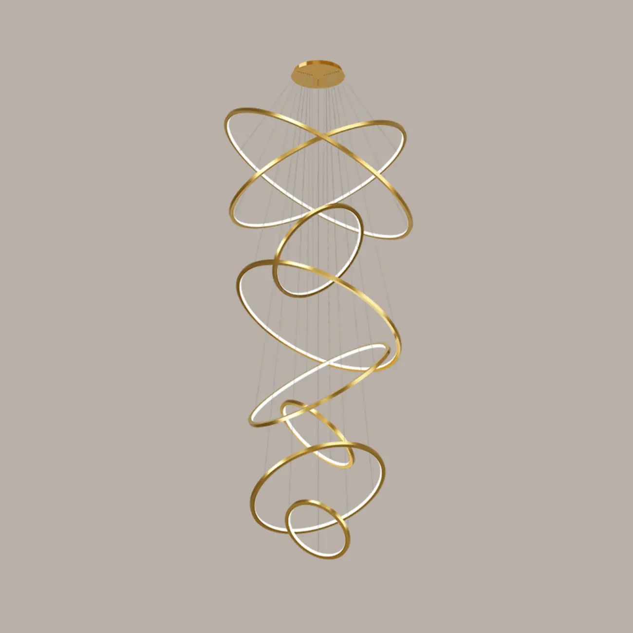 Modern Gold Ring Stairwell Chandelier Warm Light LED Image - 9 | homeyfad