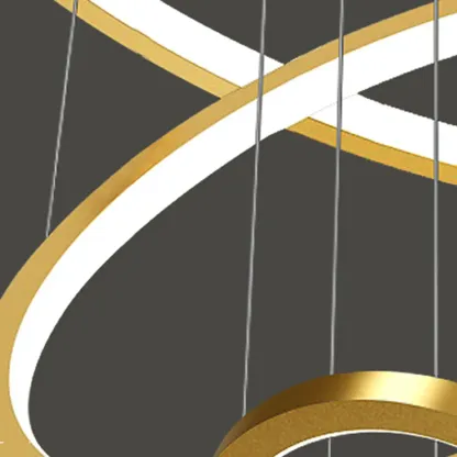 Modern Gold Ring Stairwell Chandelier Warm Light LED Image - 11