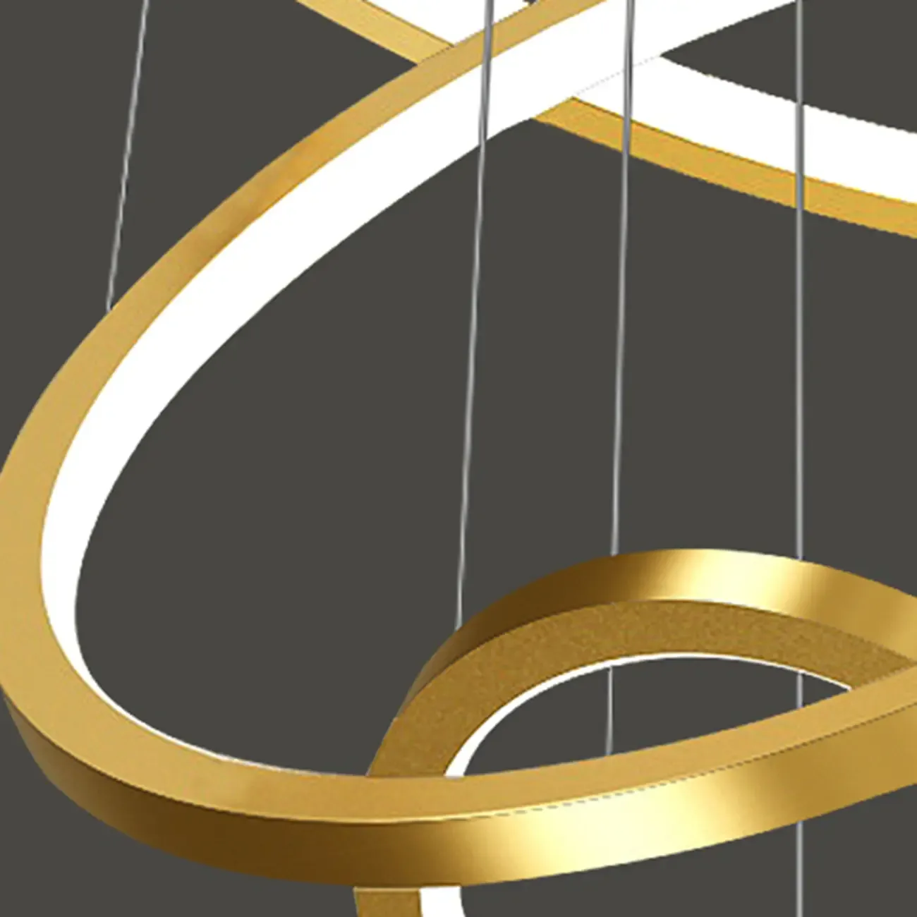 Modern Gold Ring Stairwell Chandelier Warm Light LED Image - 13