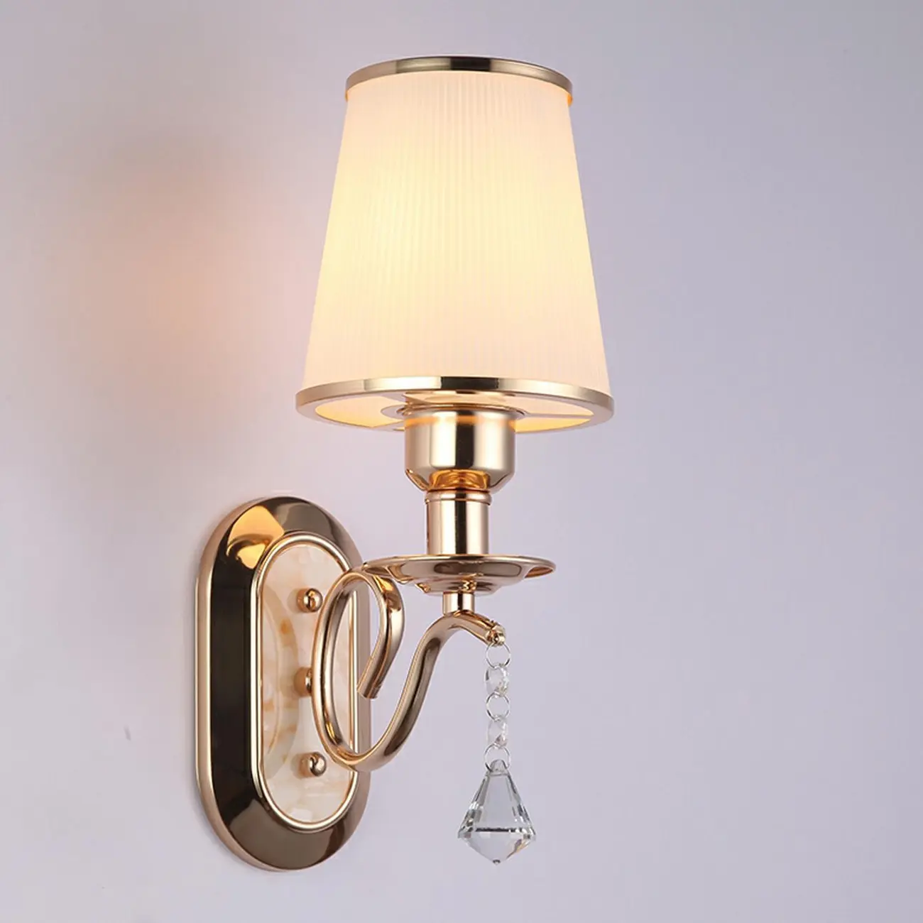 Modern Gold Glass LED Wall Sconce with Crystal Decoration | homeyfad