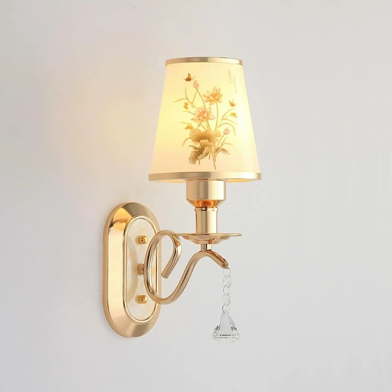 Modern Gold Glass LED Wall Sconce with Crystal Decoration | homeyfad