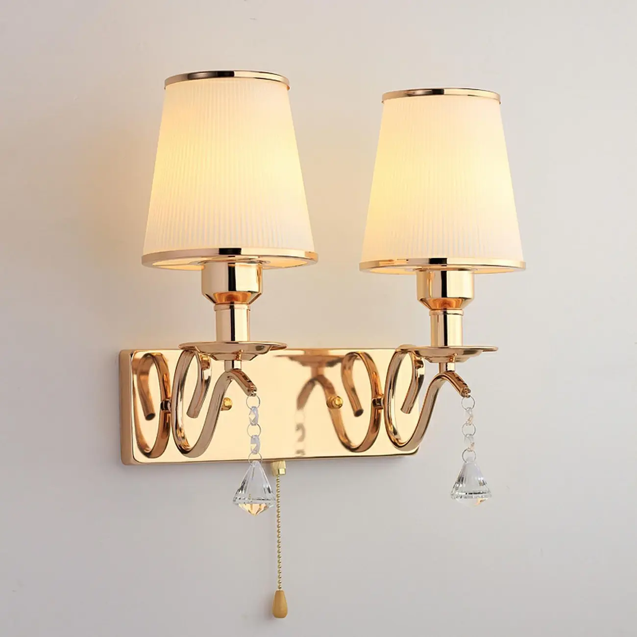 Modern Gold Glass LED Wall Sconce with Crystal Decoration | homeyfad