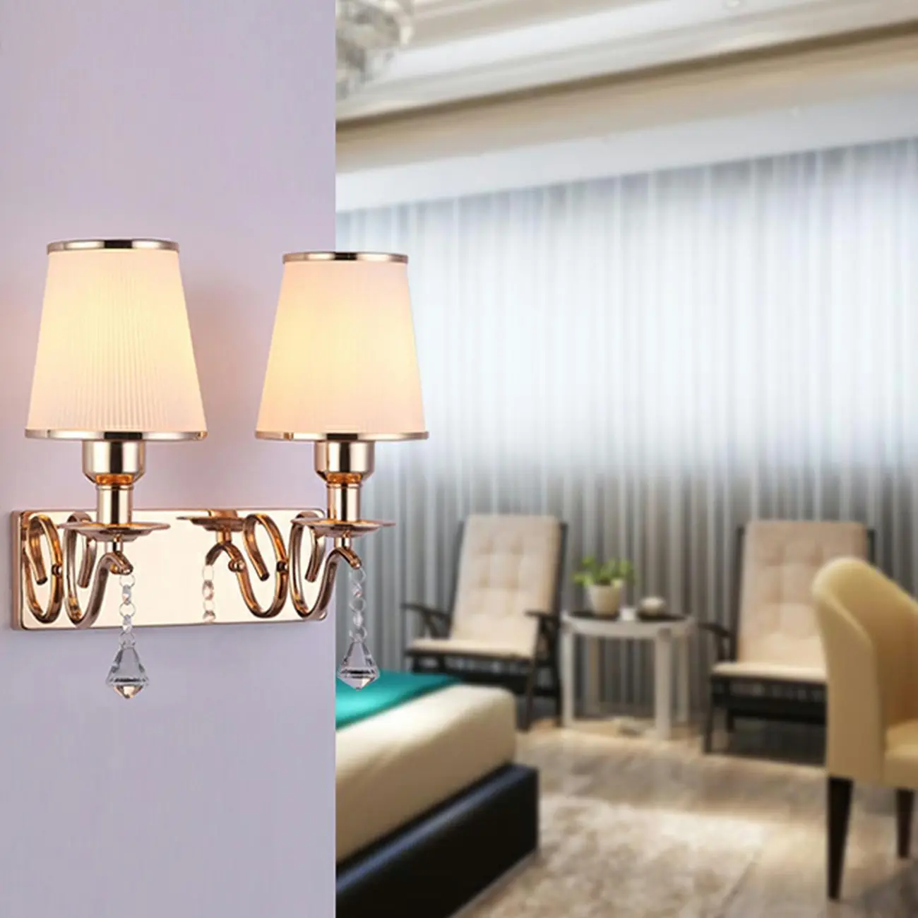 Modern Gold Glass LED Wall Sconce with Crystal Decoration | homeyfad