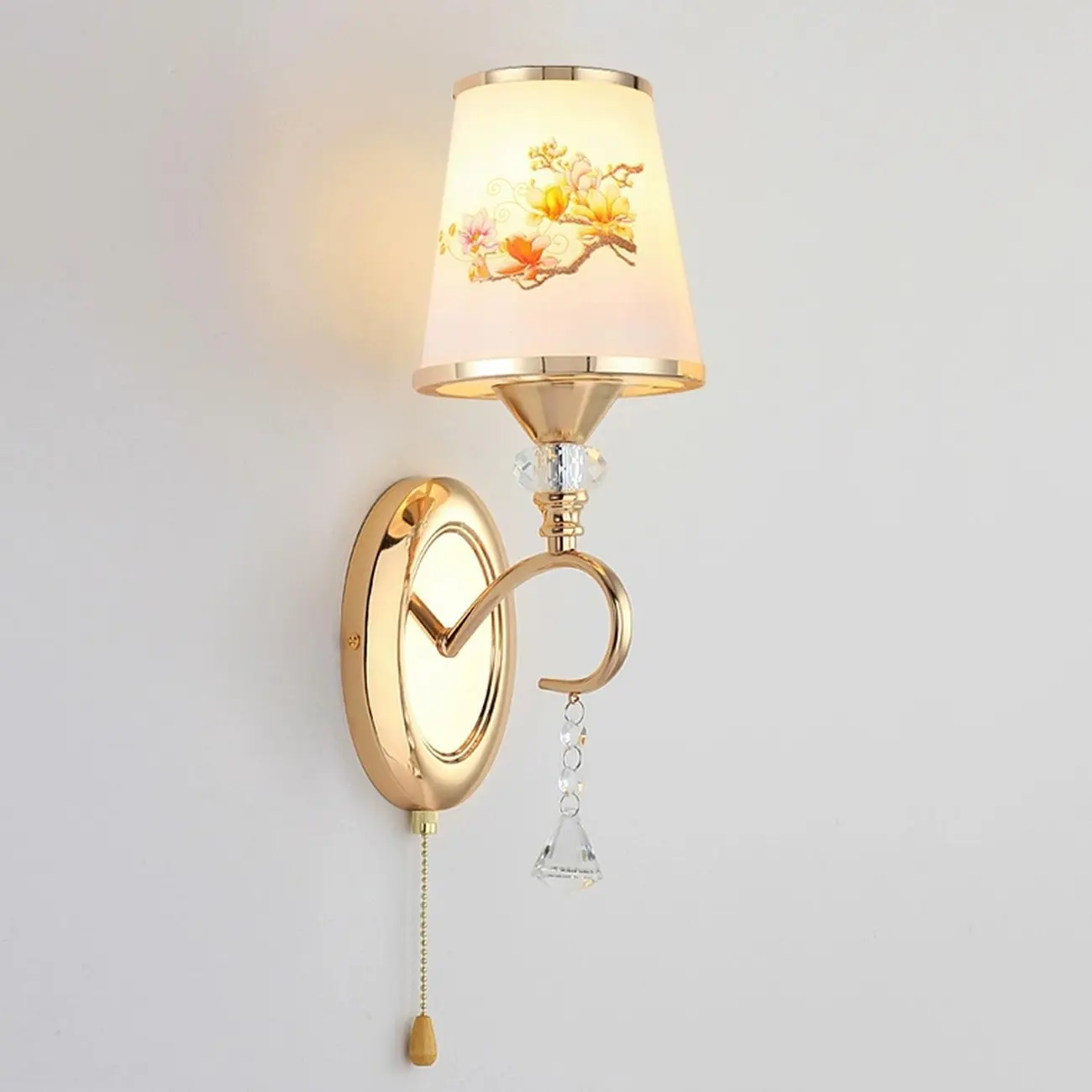 Modern Gold Glass LED Wall Sconce with Crystal Decoration | homeyfad