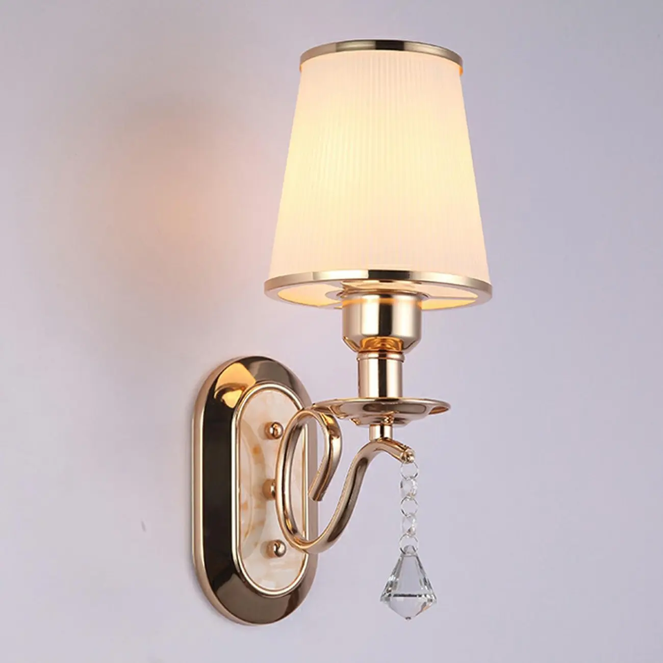 Modern Gold Glass LED Wall Sconce with Crystal Decoration | homeyfad