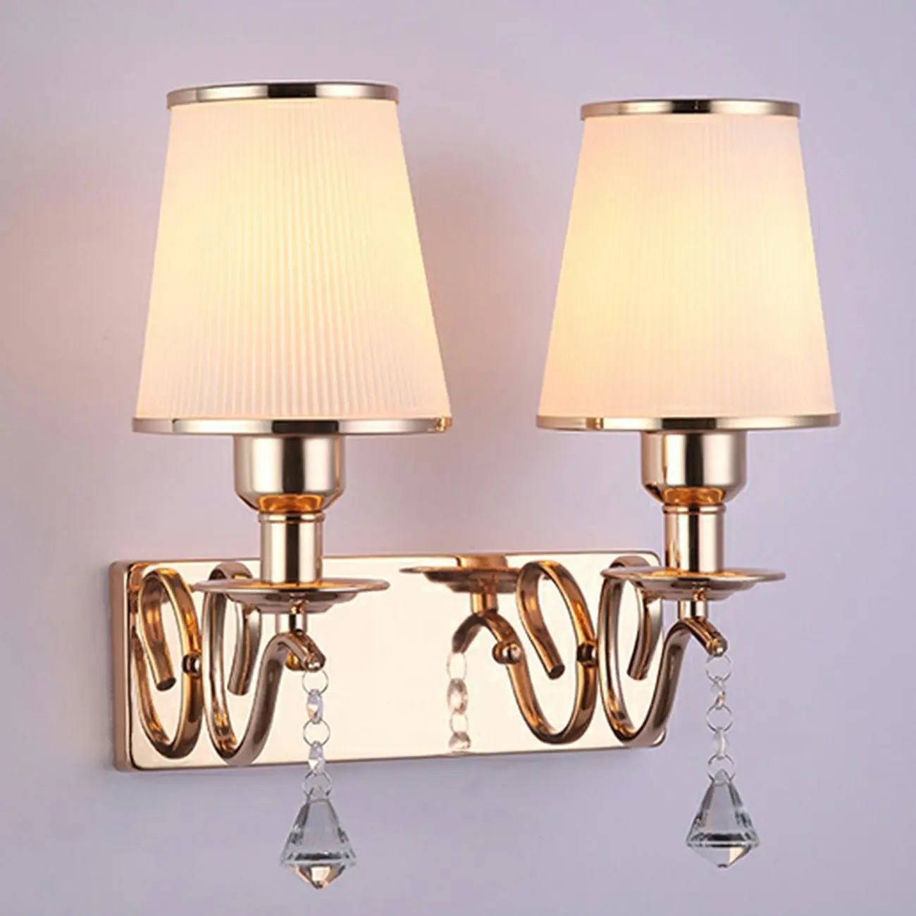 Modern Gold Glass LED Wall Sconce with Crystal Decoration | homeyfad