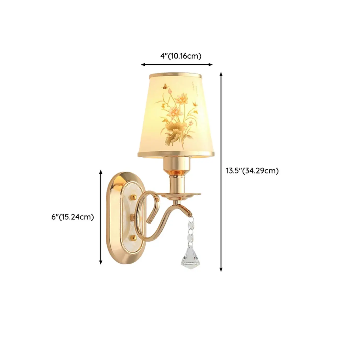 Modern Gold Glass LED Wall Sconce with Crystal Decoration | homeyfad