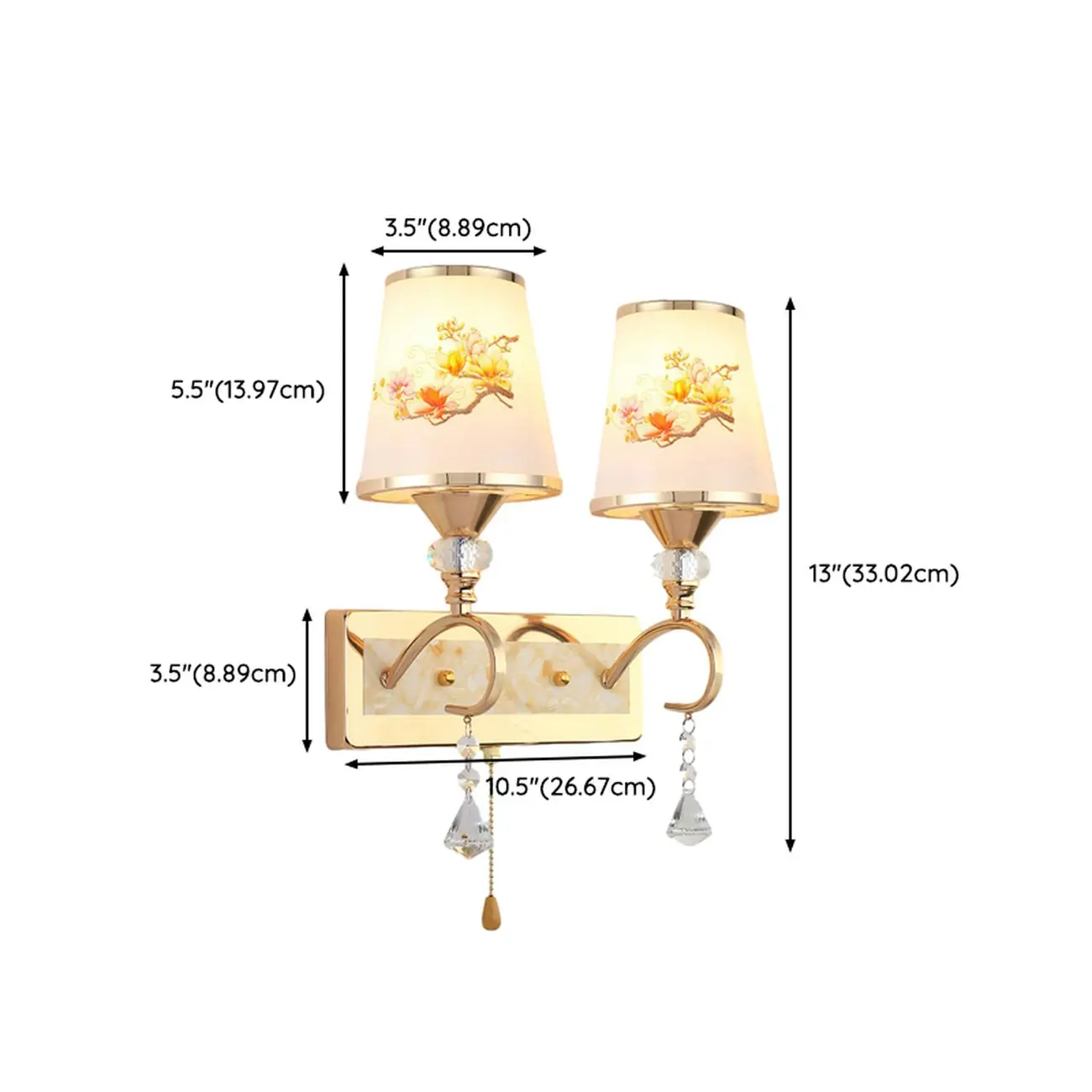 Modern Gold Glass LED Wall Sconce with Crystal Decoration | homeyfad