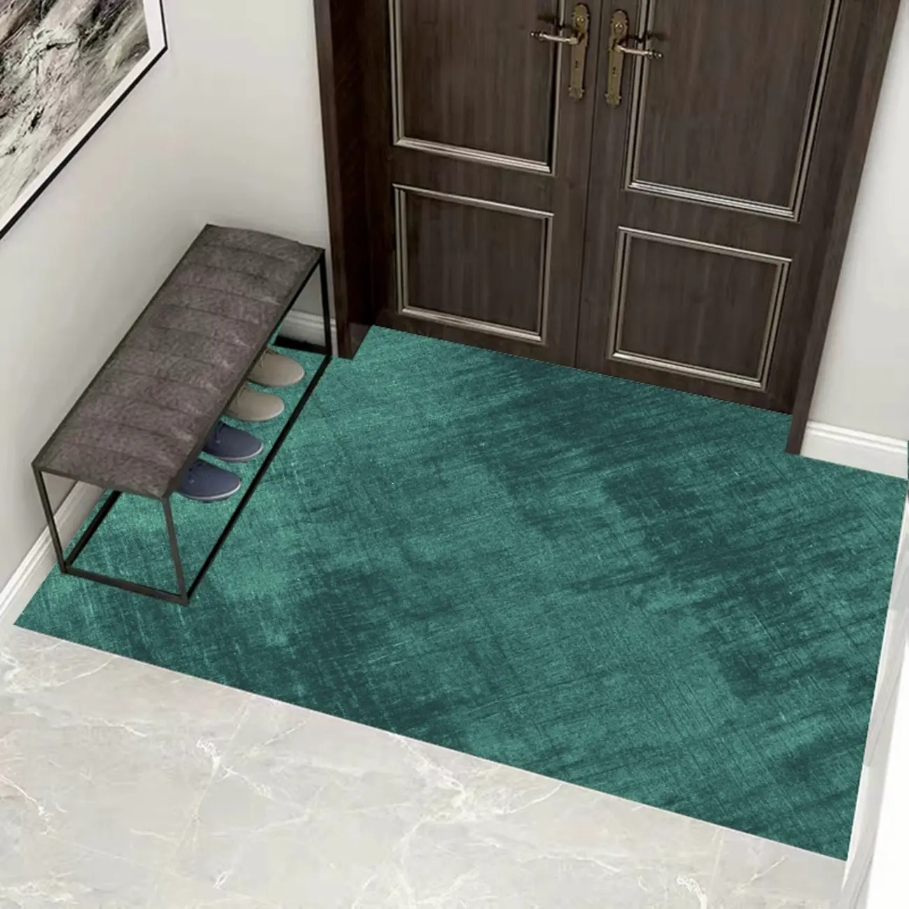 Anti-Slip Blackish Green Polyester Rectangle Area Rug Image - 1 | homeyfad