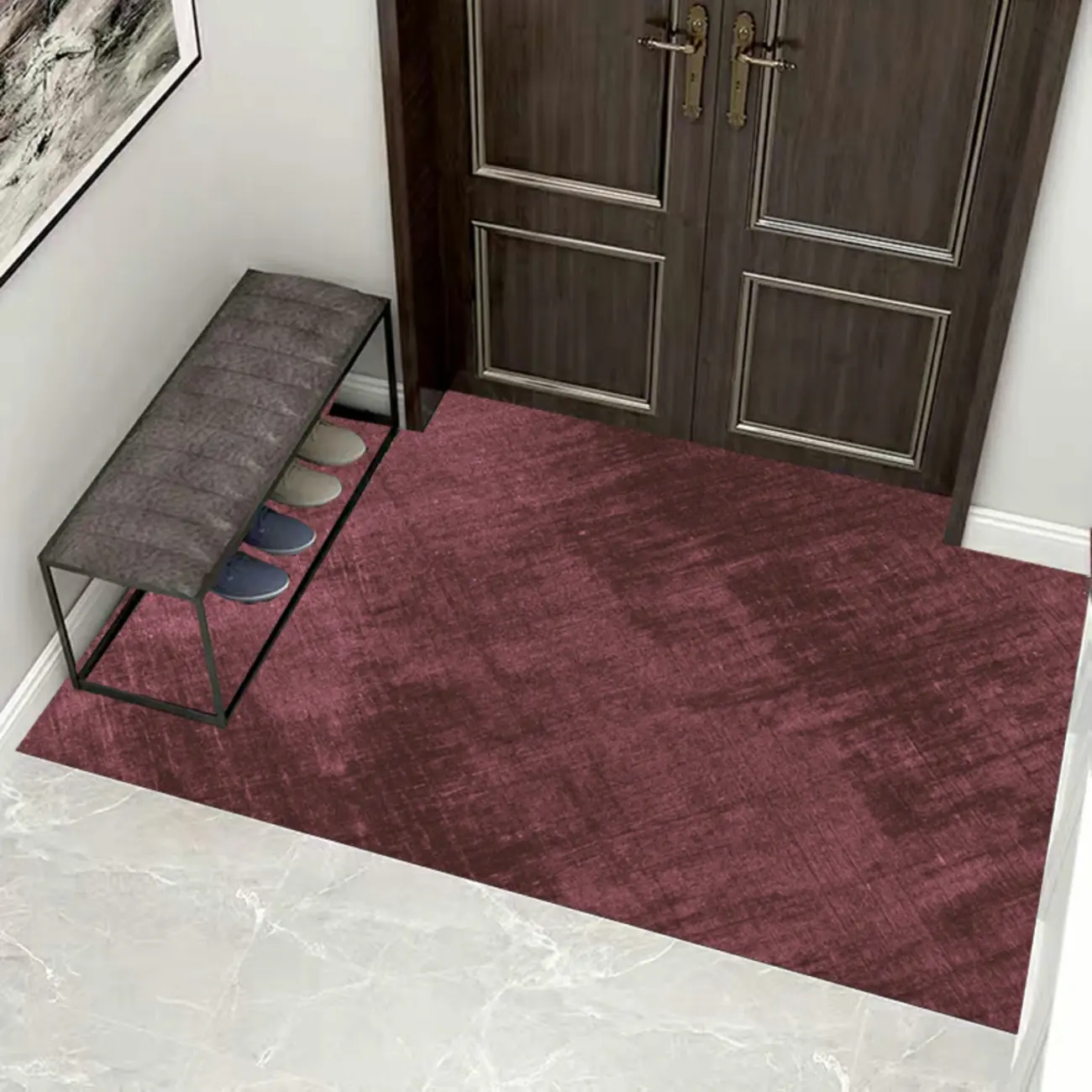 Anti-Slip Blackish Green Polyester Rectangle Area Rug Image - 2 | homeyfad