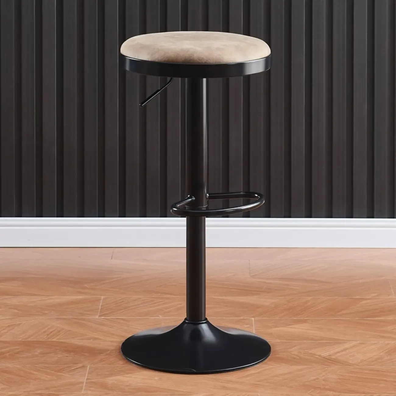 Retro Metal Swivel Bar Stools with Cushions for Home Image - 3