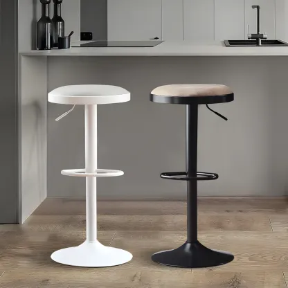 Retro Metal Swivel Bar Stools with Cushions for Home Image - 4
