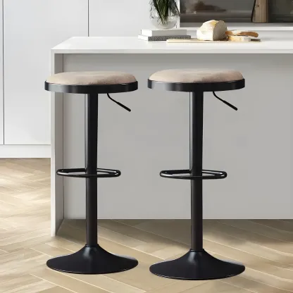 Retro Metal Swivel Bar Stools with Cushions for Home Image - 5