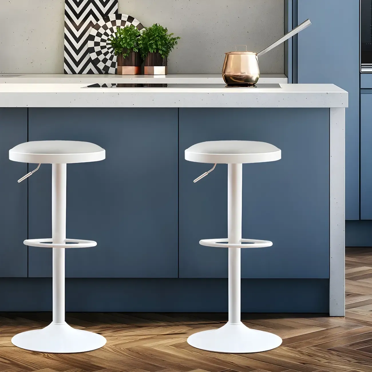 Retro Metal Swivel Bar Stools with Cushions for Home Image - 6
