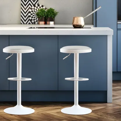 Retro Metal Swivel Bar Stools with Cushions for Home Image - 6