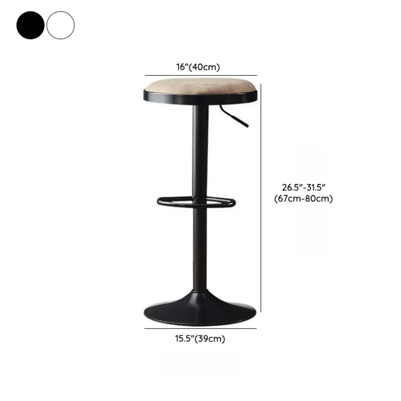 Retro Metal Swivel Bar Stools with Cushions for Home #size