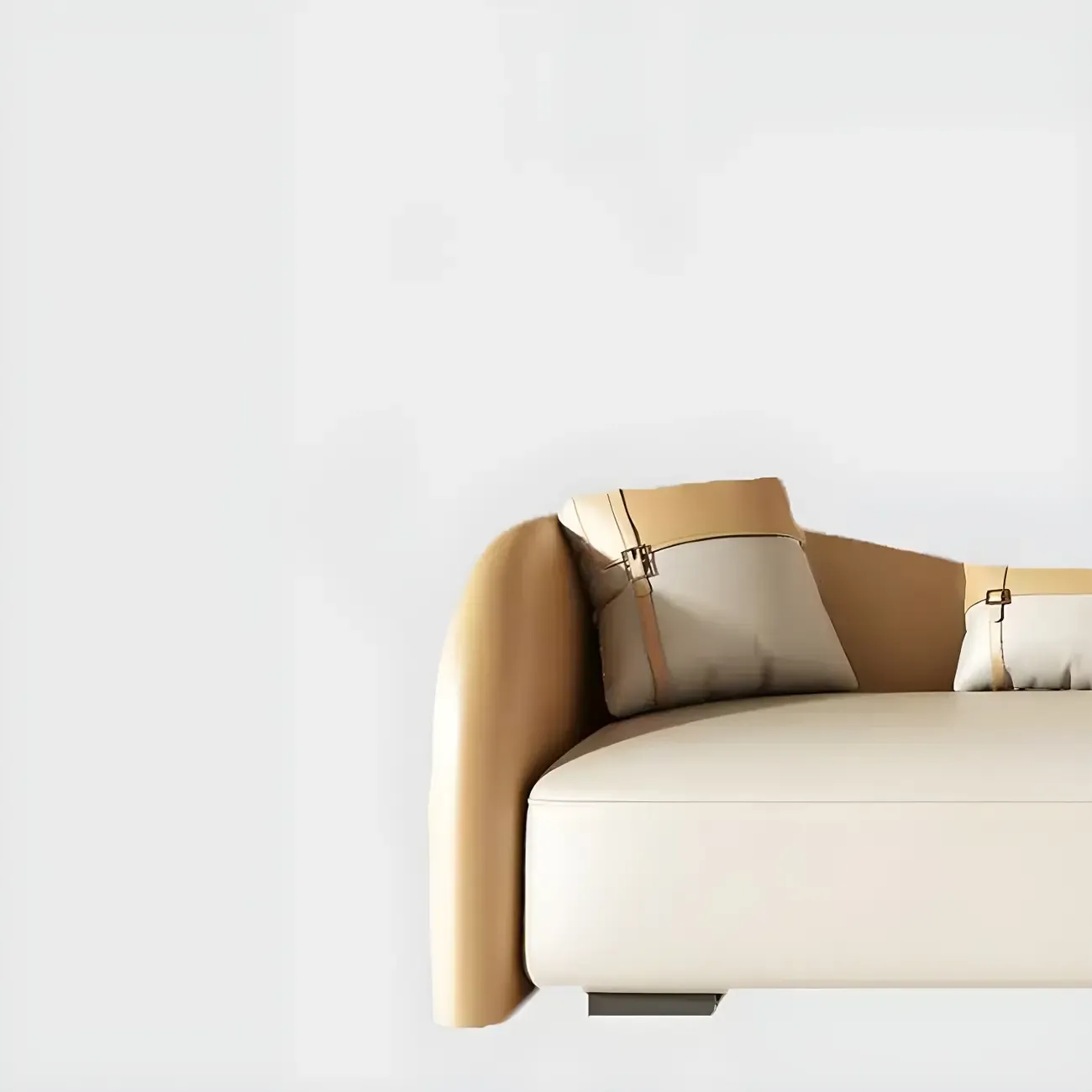 Classic Faux Leather Chaise Lounge with Pillows for Living Room Image - 10