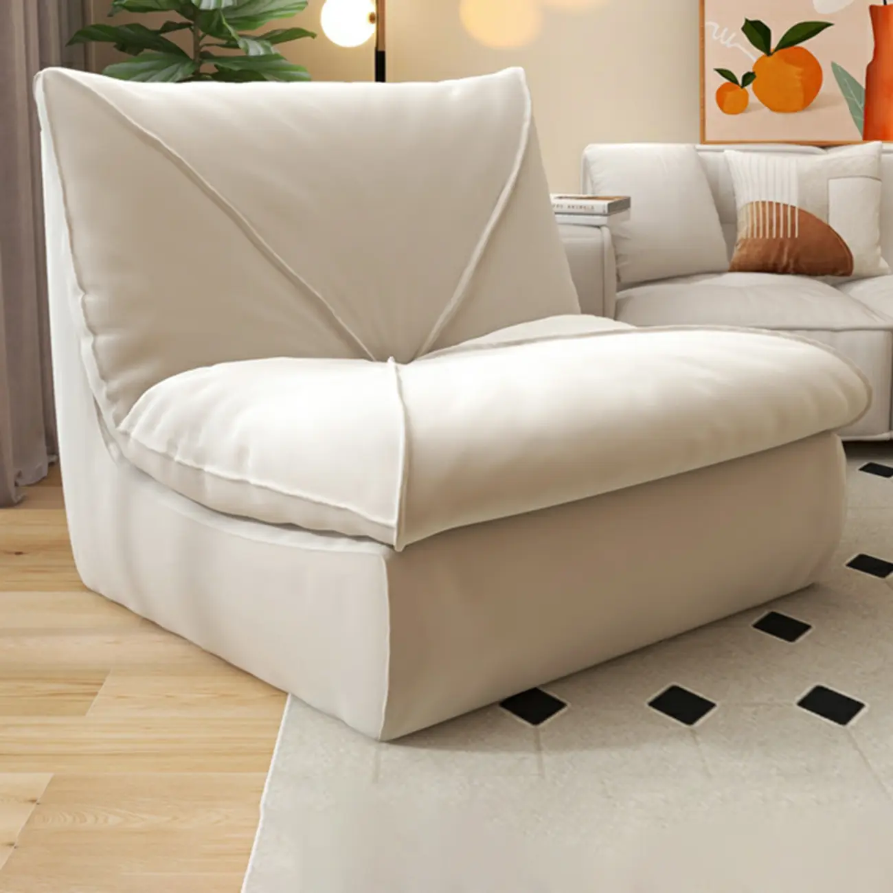 Minimalist Suede Foam Recliner with Ottoman for Living Room Image - 2 | homeyfad