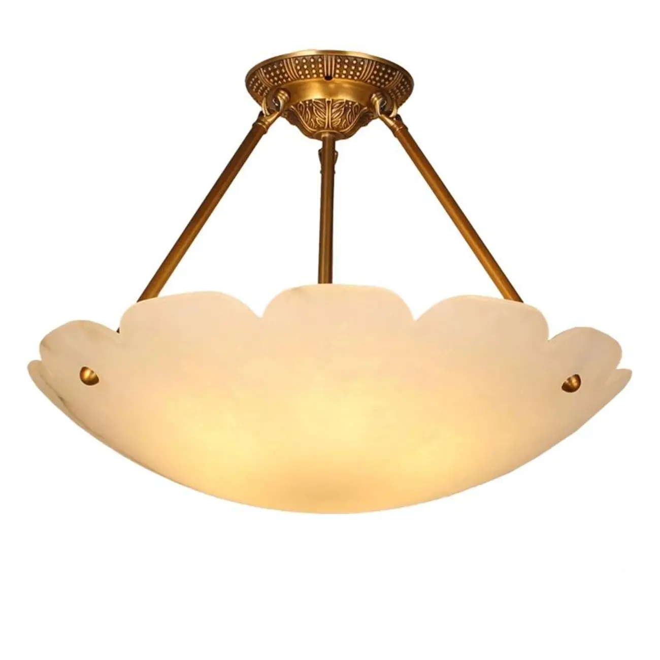 Elegant White Alabaster Floral Brass Bedroom Chandelier Image - 8 | homeyfad