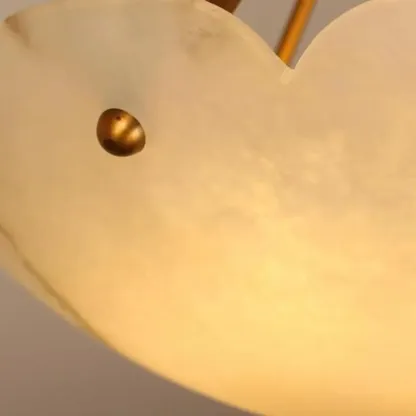 Elegant White Alabaster Floral Brass Bedroom Chandelier Image - 11