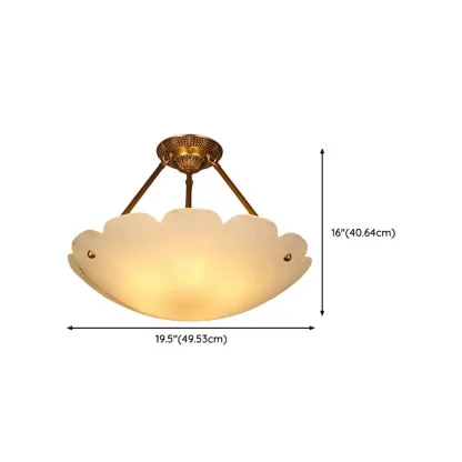 Elegant White Alabaster Floral Brass Bedroom Chandelier Image - 13