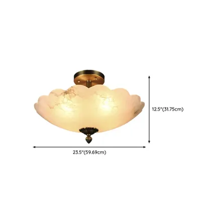 Elegant White Alabaster Floral Brass Bedroom Chandelier Image - 20