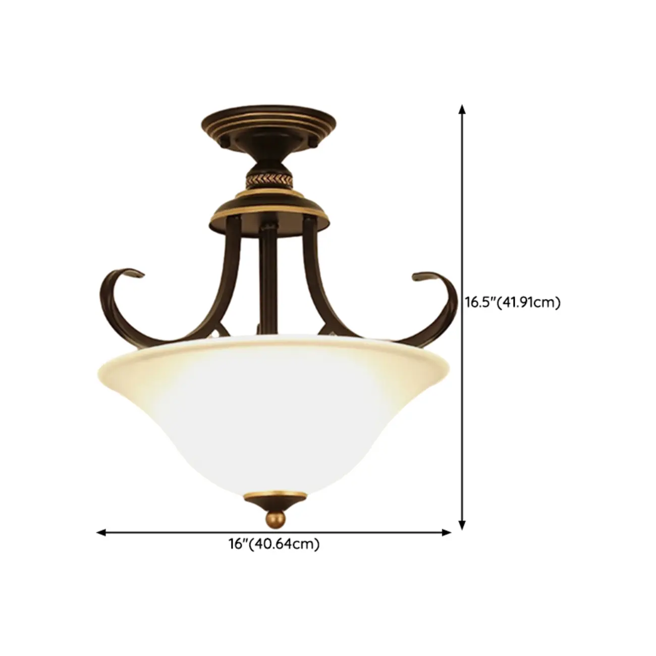Modern Brass Semi Flush Ceiling Light with 3-Light for Bedroom #size