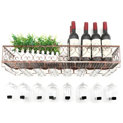 Modish Black Metal Wall Mounted Wine Glass Rack Image - 3