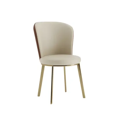 Sleek Gold Legs Faux Leather Upholstered Dining Chair Image - 8