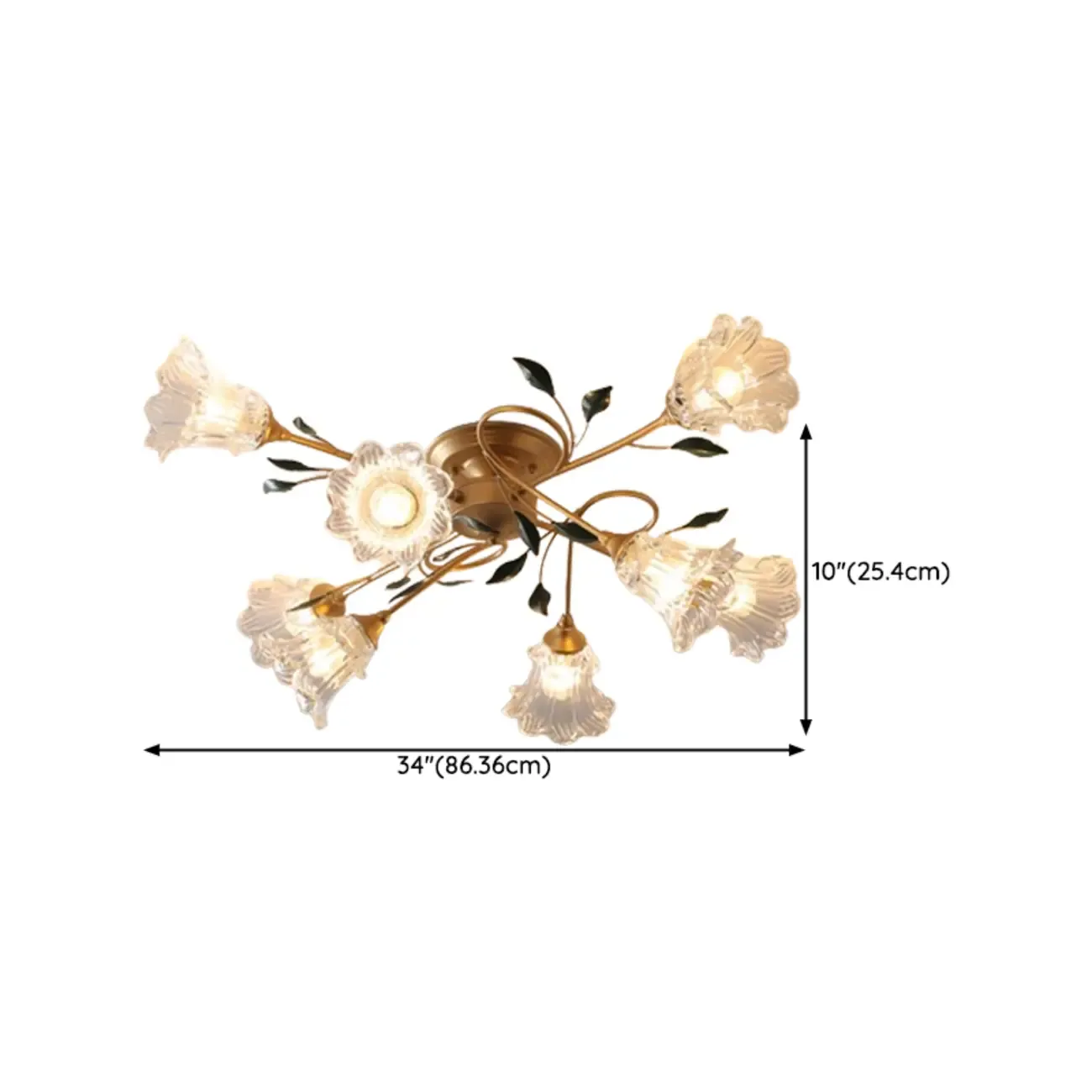 Luxury Flower Glass Semi Flush LED Ceiling Light for Indoor