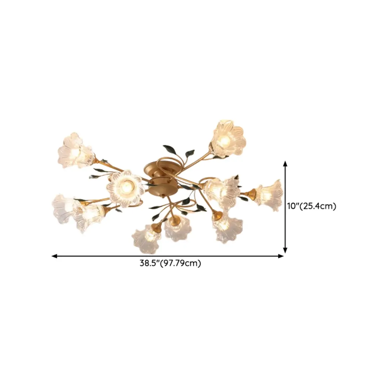 Luxury Flower Glass Semi Flush LED Ceiling Light for Indoor