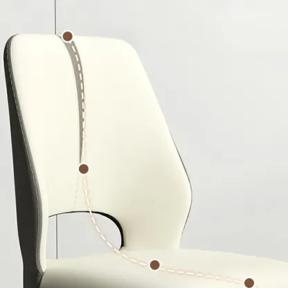 Faux Leather Wingback Metal Legs Dining Chairs Image - 6