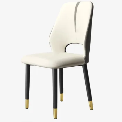 Faux Leather Wingback Metal Legs Dining Chairs Image - 10