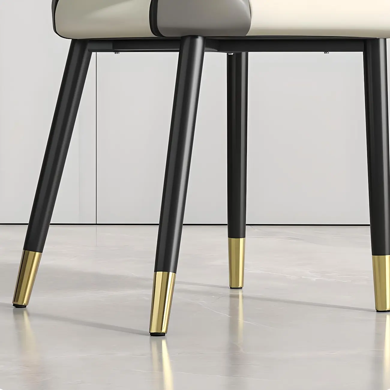 Faux Leather Wingback Metal Legs Dining Chairs Image - 16 | homeyfad