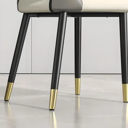 Faux Leather Wingback Metal Legs Dining Chairs Image - 16