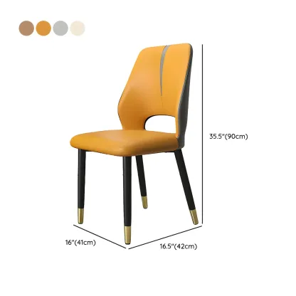 Faux Leather Wingback Metal Legs Dining Chairs Image - 18