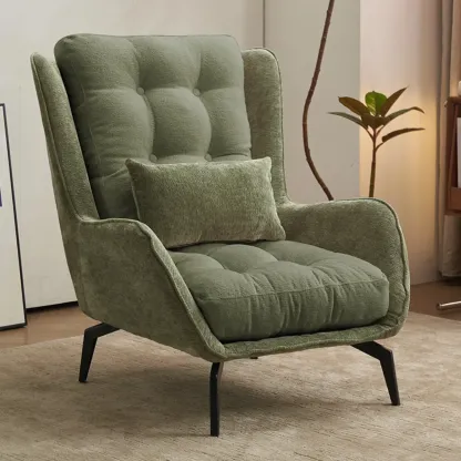 Traditional Velvet Accent Chair with High Back & Ottoman for Home Image - 10