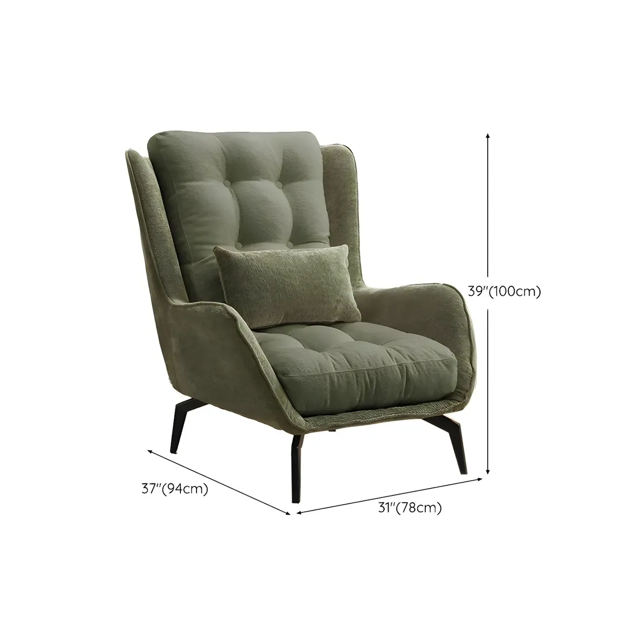 Traditional Velvet Accent Chair with High Back & Ottoman for Home #size