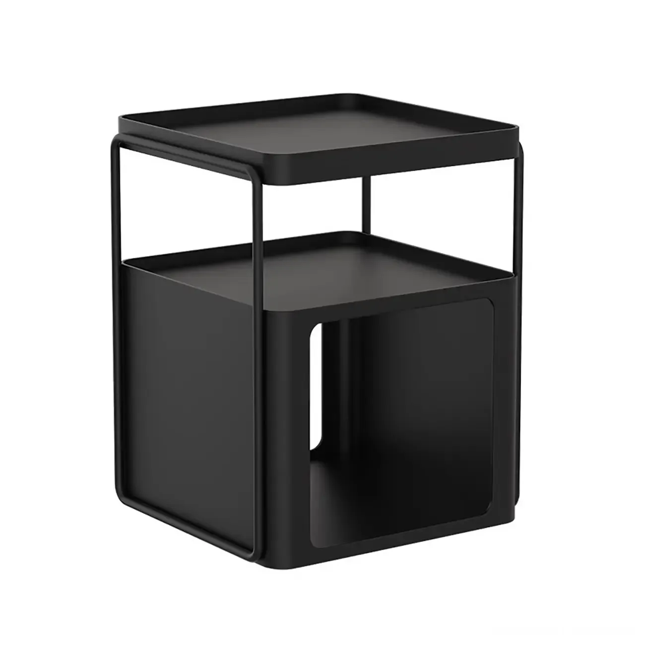 Modern Metal Storage Nightstand with Open Shelf Image - 5