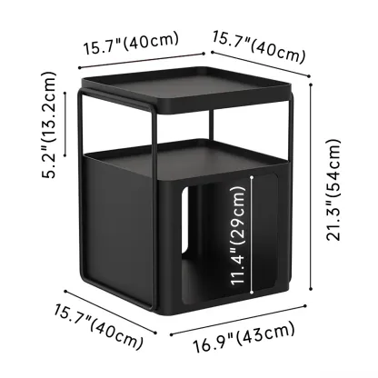 Modern Metal Storage Nightstand with Open Shelf Image - 6