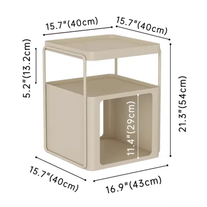 Modern Metal Storage Nightstand with Open Shelf Image - 7