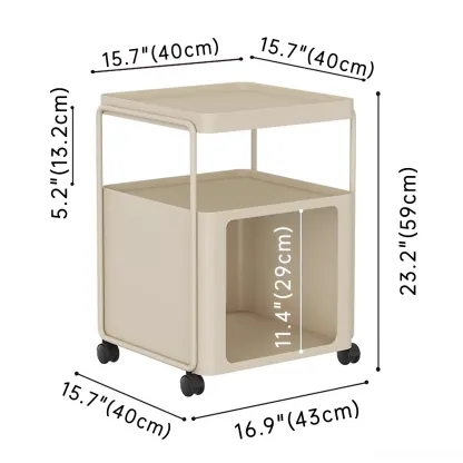 Modern Metal Storage Nightstand with Open Shelf Image - 10