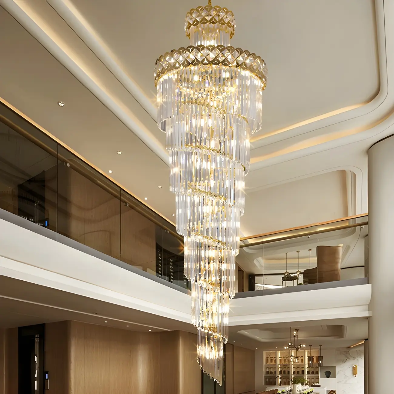 Gold Spiral Crystal Chandelier Modern Luxurious Design Image - 4 | homeyfad
